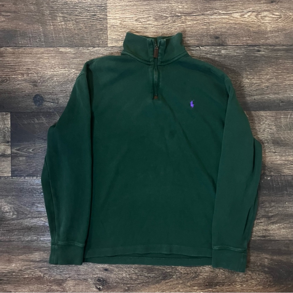 Vintage green polo 1/4 zip up jacket size medium